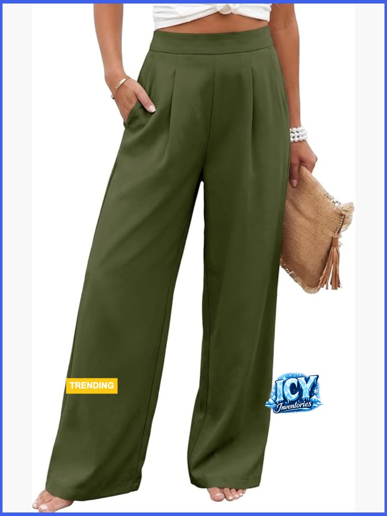 Wide Leg Dress Pants Pleated High Waisted Business Casual Work Palazzo Slacks